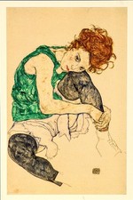 Egon Schiele Vintage Art Postcard - Seated Woman with Bent Knees, 1917 picture