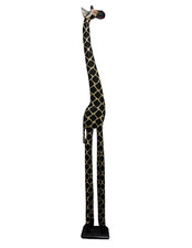 HUGE 79 IN GIRAFFE MOTHER BABY WOOD SCULPTURE STATUE AFRICAN ART HANDMADE CARVED picture