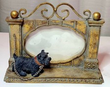 Vtg Mid-Century Gold Metal Scottie Dog Picture Frame – Leashed Scottish Terrier picture
