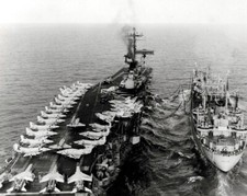 U.S. Navy Fleet Oiler USS Ponchatoula fuels Hancock Vietnam War 8x10 Photo 738 picture