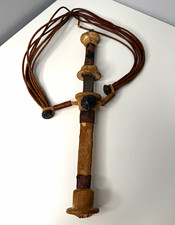 Antique African Double-Edge Steel Dagger w/ Leather Handle & Sheath, picture