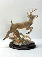 Franklin Mint Nick Bibby Great Escape Whitetail Deer Stag Porcelain Statue Base picture