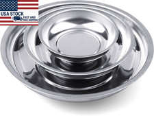 3 Piece Magnetic Parts Tray Set Stainless Steel Round Mechanic Tool Holder picture