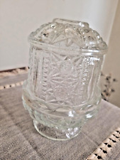 VINTAGE INDIANA GLASS CLEAR GLASS FAIRY LAMP  STARS & BARS picture