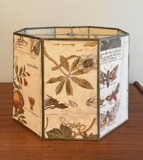 Vintage Mid Century Lamp Shade Garden Botanical Octagon Waxed Parchment picture