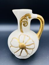 Vintage Ceramic Bud Vase Creamer - Cream with Gold Color Floral Accent picture