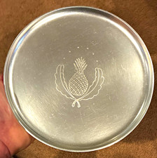 Kensington Brushed Finish Silver Tone Metal Round Serving Tray picture