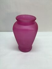 Vintage Frosted Glass Vase Pink Rose 9 inch USA picture