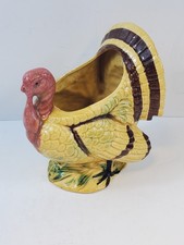 Vintage Napco Turkey Planter Centerpiece Fall Decor Bright Colors Farmhouse  picture