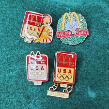 Vintage 1988 McDonald’s Olympic USA Pin Lot of 4 Calgary Seoul Monopoly Ronald picture