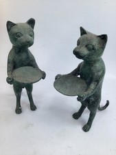 2 Vintage metal Cat Butler Sculpture In The Style of Diego Giacometti  picture