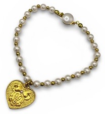 Vintage Disney X Avon Faux Pearls Minnie Mouse Charm Bracelet picture