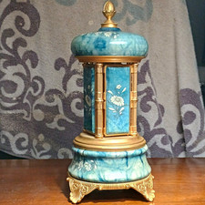 Vintage Italian Musical Cigarette Carousel Green Onyx Romance Amazing Grace picture