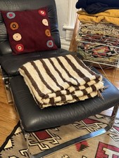 Vtg Beautiful Handmade Turkey Mohair Angora Goat Hair Wool Weaving Blanket 70x66 picture