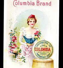 1800's Columbia Mill Minneapolis MN Flour Ad Patriotic Victorian Trade Card j.US picture