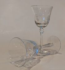 Two Beautiful Floral Etched Crystal Wine Glasses, Stemware 7.25