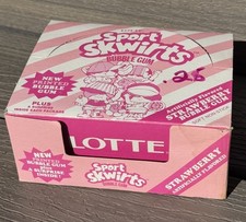 Vintage 1980's Lotte SPORT SKWIRTS Strawberry Bubble Gum PINK DISPLAY BOX - RARE picture