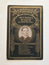 1905 Victorian Mourning Card w/ Photo – Mrs. C Hattondorf – Antique Memorial picture