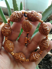 1.7*2.4cm Olive Carved Olivary Nucleus Maitreyas Iron Core Prayer Beads Bracelet picture