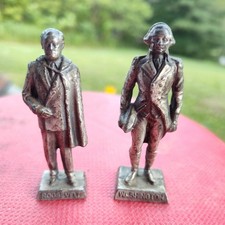 Vintage George Washington 2.75” Inch Tall Pewter Figurine and Roosevelt  picture