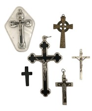 VINTAGE LOT of 6 Untested RELIGIOUS CROSSES & CRUCIFIXES picture