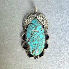 Old Pawn Navajo Sterling Silver Turquoise Pendant picture