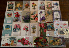 Lot of 25~ Flowers in Baskets & Vases ~Vintage Antique Greetings~Postcards~s379 picture