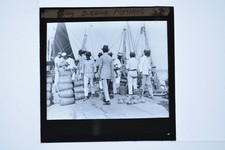 City Scene Manaos Brazil Dock Workers Cargo Boats Magic Lantern Slide c1900s picture