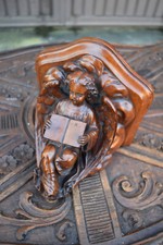 Vintage 1970s angel religious small wall console ave maria text picture