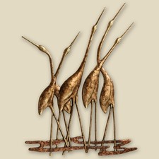 Crane Quintet Wall Plaque Aluminum Figurine Home Decorative Collectible picture
