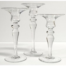 VTG 3pc Descending Size Princess House Heritage Pillar Candlestick Set picture
