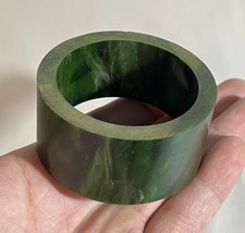 VINTAGE SWIRL MARBLED GREEN BAKELITE CATALIN CHUNK ROD / TUBE 59 GRAMS picture