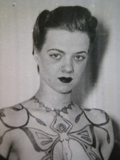 Vintage 7X5 in. Tattooed WOMAN Photo - Sideshow , KOBEL, T-236 TOMMY ULSTIN picture