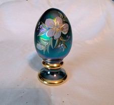 Fenton Glass HP Iridescent Pedestal Egg~Ltd. Edition~Signed JK Spindler picture