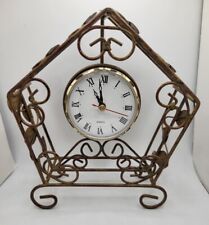 Vintage Bronze Metal Filigree Leaf Table Clock Decorative picture