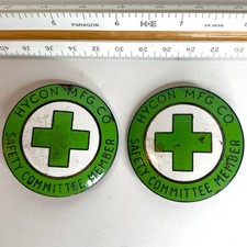 2 Vintage Hycon Manufacturing Co Safety Committee Member Lapel Pin Cold War Era picture