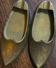 Brass Shoe Figurines Pair with Engraved Design picture