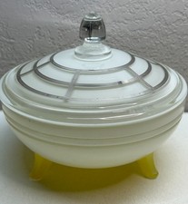 Authentic Art Deco Bohemian Glass Bonbonnière by Gebrüder Podbira Haida c. 1930s picture