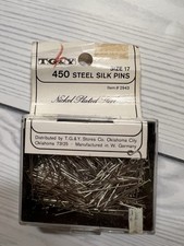 Vintage TG&Y Size 17 Steel Silk Pins 450 Ct Nickel Plated W. Germany Sewing picture