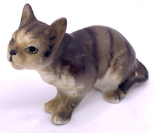 Vtg Ceramic Tabby Cat Miniature Figurine 1.5