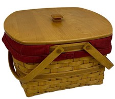Longaberger Hostess Two-Pie Basket 2003, Liner, Protector, Riser, WoodCrafts Lid picture