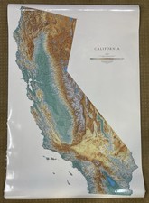 Vintage California Relief Map Poster Raven Maps 64x43 Rolled 1992 picture