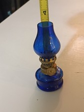 Vintage Miniature Cobalt Blue Oil Kerosene Lamp Doll Display Hong Kong clean  picture