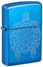 Zippo Zen Turtle Design High Polish Blue Windproof Pocket Lighter, 46177-000003 picture