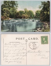 1912 Lansing MI Cedar River Dam Postcard Michigan Agricultural College MAC picture