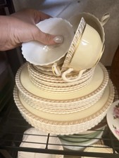 30 pc Vintage Lenox Chelsea Dinner Sal Plate Cups sets Gold Trim Blue Mark rare picture