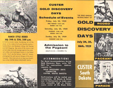 1959 CUSTER, SOUTH DAKOTA vintage tourism brochure GOLD DISCOVERY DAYS and RODEO picture