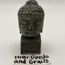 Vintage Buddha Head Statue Asian Buddhist Sculpture Cast Stone Concrete 5 x 2.5