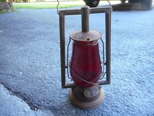 DIETZ VINTAGE LANTERN NO. 8 VICTOR SQUARE TUBE 1914 RED GLOBE picture