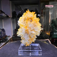 6.2LB Natural Golden Chrysanthemum Quartz Cluster withCalcite Mineral Specimen picture